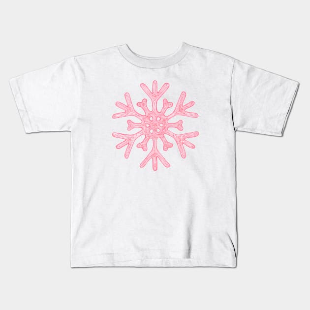 Snowflake (coral) Kids T-Shirt by calenbundalas